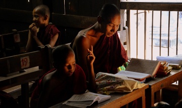 Monk learning integrity in Myanmar